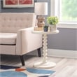 Linon Tara Round Spindle Side Table in Off White Painted Wood