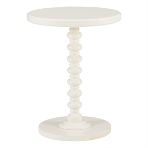 Linon Tara Round Spindle Side Table in Off White Painted Wood
