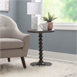 Linon Tara Round Spindle Side Table in Dark Grey Painted Wood