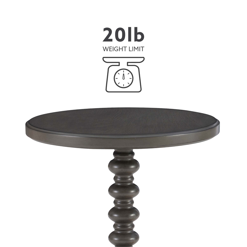 Linon Tara Round Spindle Side Table in Dark Grey Painted Wood