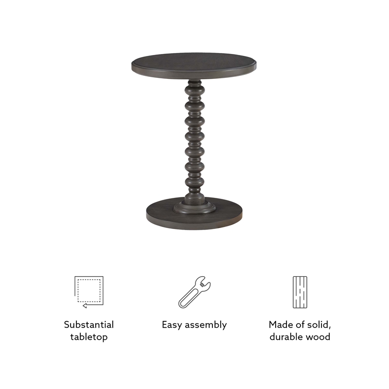 Linon Tara Round Spindle Side Table in Dark Grey Painted Wood