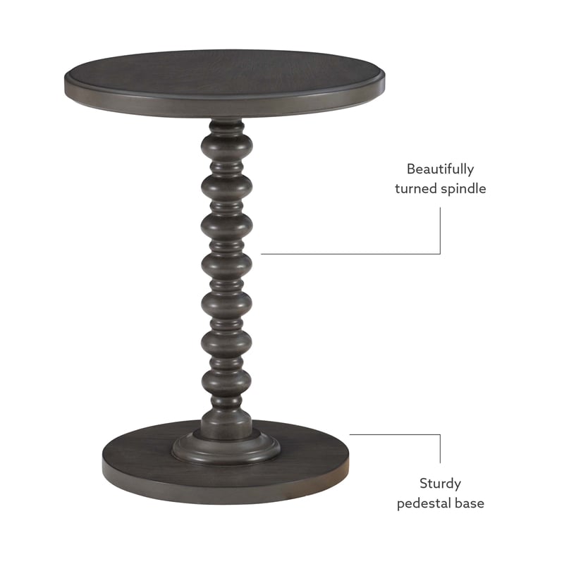 Linon Tara Round Spindle Side Table in Dark Grey Painted Wood