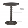 Linon Tara Round Spindle Side Table in Dark Grey Painted Wood