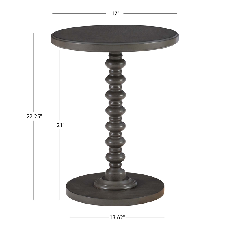 Linon Tara Round Spindle Side Table in Dark Grey Painted Wood