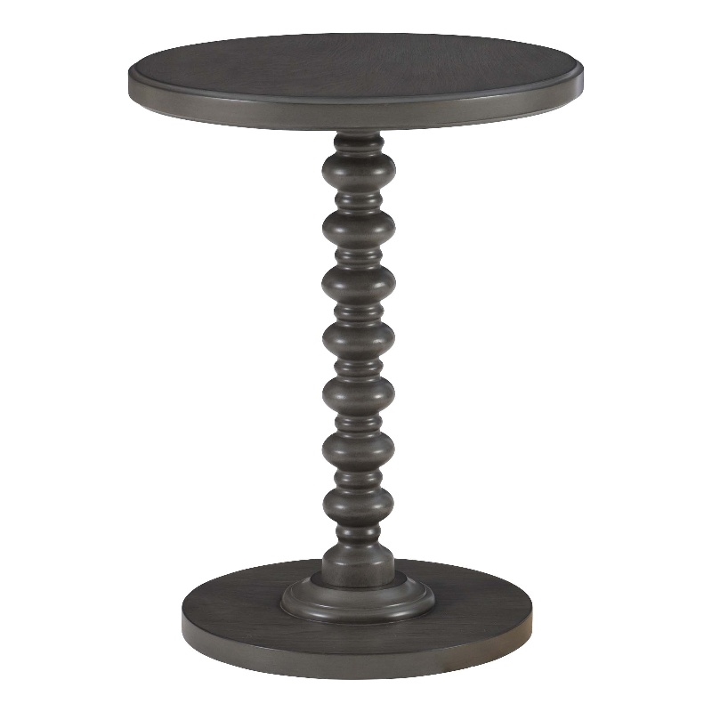 Linon Tara Round Spindle Side Table in Dark Grey Painted Wood