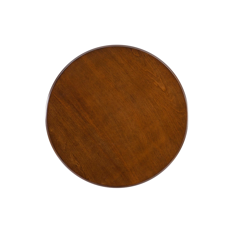 Linon Tara Round Spindle Side Table in Hazelnut Finished Rubberwood