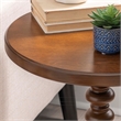Linon Tara Round Spindle Side Table in Hazelnut Finished Rubberwood