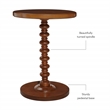 Linon Tara Round Spindle Side Table in Hazelnut Finished Rubberwood
