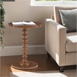 Linon Tara Round Spindle Side Table in Hazelnut Finished Rubberwood