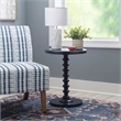 Linon Tara Round Spindle Side Table in Navy Blue Painted Wood