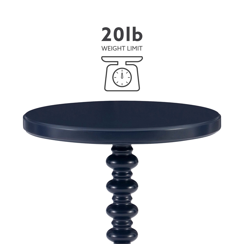 Linon Tara Round Spindle Side Table in Navy Blue Painted Wood