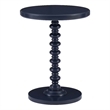 Linon Tara Round Spindle Side Table in Navy Blue Painted Wood