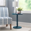 Linon Tara Round Spindle Side Table in Teal Blue Painted Rubberwood