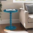 Linon Tara Round Spindle Side Table in Teal Blue Painted Rubberwood