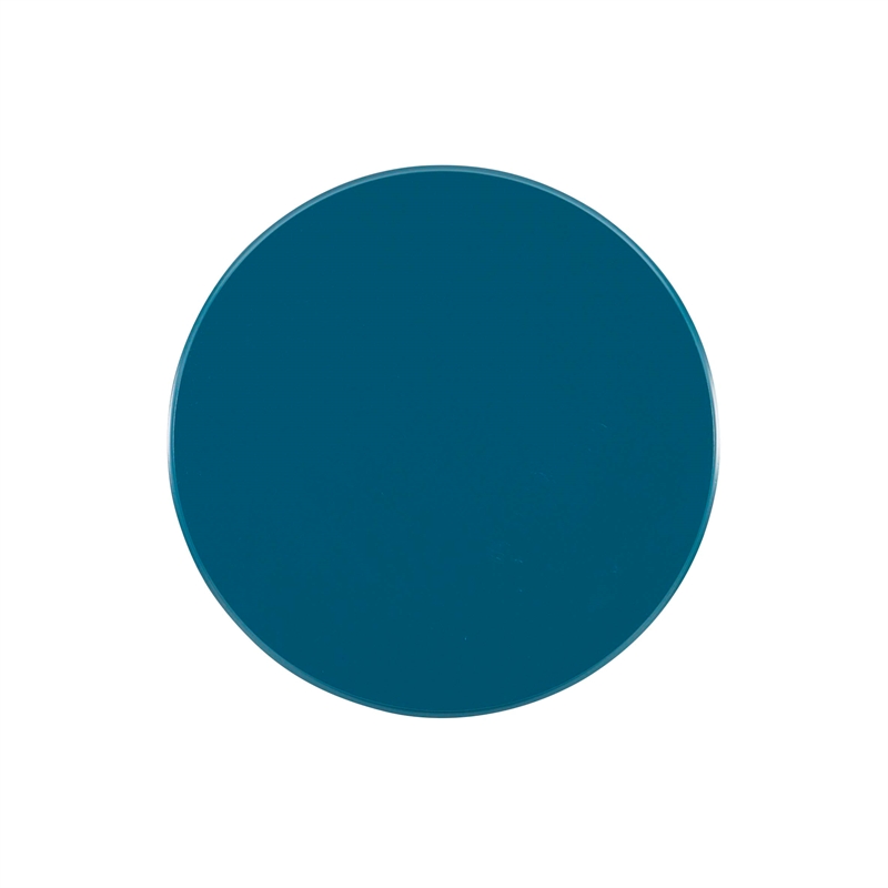 Linon Tara Round Spindle Side Table in Teal Blue Painted Rubberwood