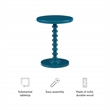 Linon Tara Round Spindle Side Table in Teal Blue Painted Rubberwood