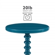 Linon Tara Round Spindle Side Table in Teal Blue Painted Rubberwood