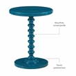 Linon Tara Round Spindle Side Table in Teal Blue Painted Rubberwood