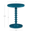 Linon Tara Round Spindle Side Table in Teal Blue Painted Rubberwood