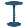 Linon Tara Round Spindle Side Table in Teal Blue Painted Rubberwood