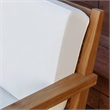 Linon Barlow Outdoor Solid Teak 2 Seat Sofa and UV Resistant Cushions in Natural
