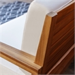 Linon Barlow Outdoor Solid Teak 2 Seat Sofa and UV Resistant Cushions in Natural