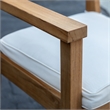 Linon Barlow Teak Outdoor Dining Chair with Arms Removable Cushion in Natural