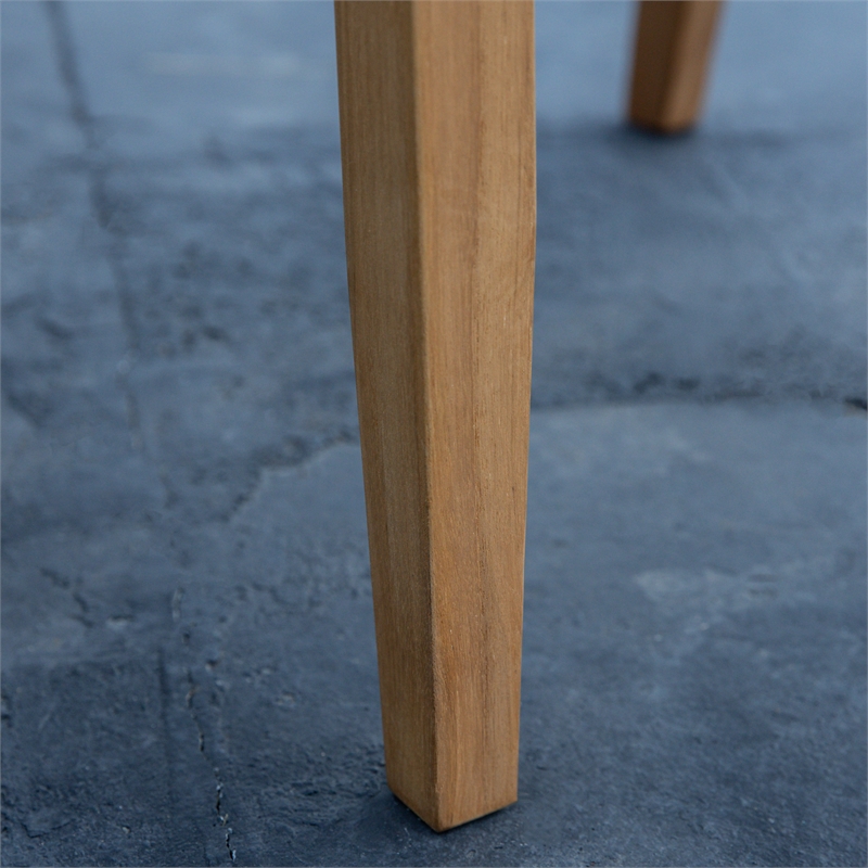 Linon Barlow Teak Outdoor Dining Chair with Arms Removable Cushion in Natural
