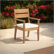 Linon Barlow Teak Outdoor Dining Chair with Arms Removable Cushion in Natural