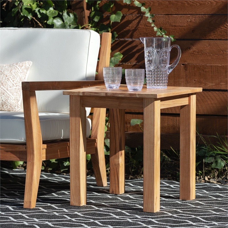 Linon Barlow Teak Outdoor Square Side Table 22