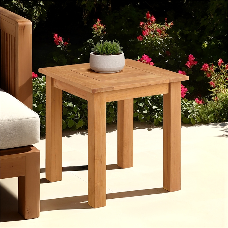 Linon Barlow Teak Outdoor Square Side Table 22