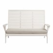 Linon Capers Outdoor Wooden Bench With Slatted Back and Cushion in White