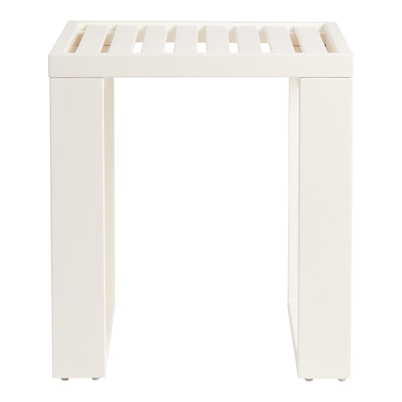 Linon Capers Outdoor Acacia Wood Side Table with Slatted Top in White