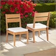 Linon Barlow Teak Outdoor Armless Set of 2 Dining Chairs and Cushions in Natural