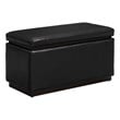 Linon Hawn Rectangle Storage Ottoman Dark Wood Trim in Black Faux Leather