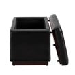 Linon Hawn Rectangle Storage Ottoman Dark Wood Trim in Black Faux Leather