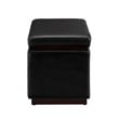 Linon Hawn Rectangle Storage Ottoman Dark Wood Trim in Black Faux Leather