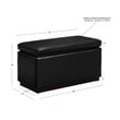 Linon Hawn Rectangle Storage Ottoman Dark Wood Trim in Black Faux Leather