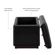 Linon Hawn Rectangle Storage Ottoman Dark Wood Trim in Black Faux Leather