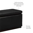 Linon Hawn Rectangle Storage Ottoman Dark Wood Trim in Black Faux Leather