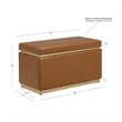 Linon Hawn Rectangle Storage Ottoman Natural Wood Trim in Caramel Faux Leather