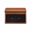Linon Hawn Rectangle Storage Ottoman Natural Wood Trim in Caramel Faux Leather