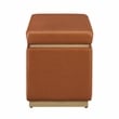 Linon Hawn Rectangle Storage Ottoman Natural Wood Trim in Caramel Faux Leather