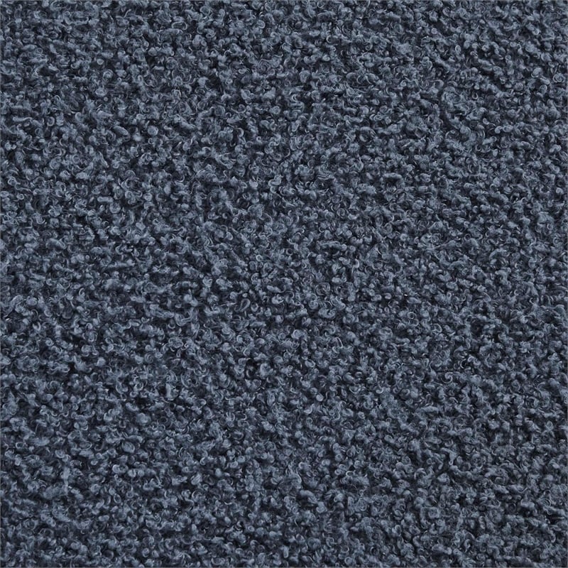 Linon Hawn Rectangle Storage Ottoman Dark Wood Trim in Blue Grey Sherpa