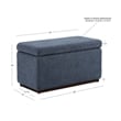 Linon Hawn Rectangle Storage Ottoman Dark Wood Trim in Blue Grey Sherpa