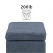 Linon Hawn Rectangle Storage Ottoman Dark Wood Trim in Blue Grey Sherpa