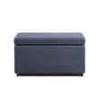 Linon Hawn Rectangle Storage Ottoman Dark Wood Trim in Blue Grey Sherpa