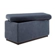 Linon Hawn Rectangle Storage Ottoman Dark Wood Trim in Blue Grey Sherpa
