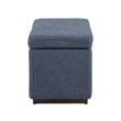 Linon Hawn Rectangle Storage Ottoman Dark Wood Trim in Blue Grey Sherpa