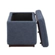 Linon Hawn Rectangle Storage Ottoman Dark Wood Trim in Blue Grey Sherpa